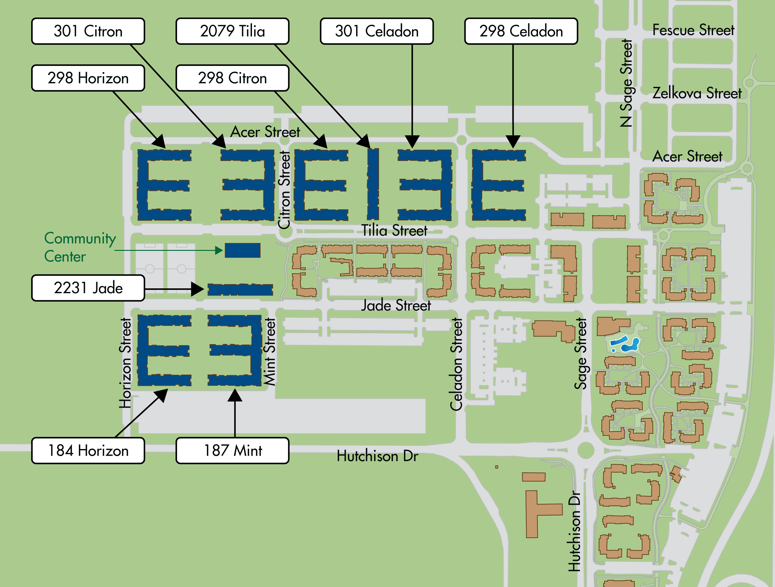 The Green at West Village Site Plan UC Davis Student Housing and