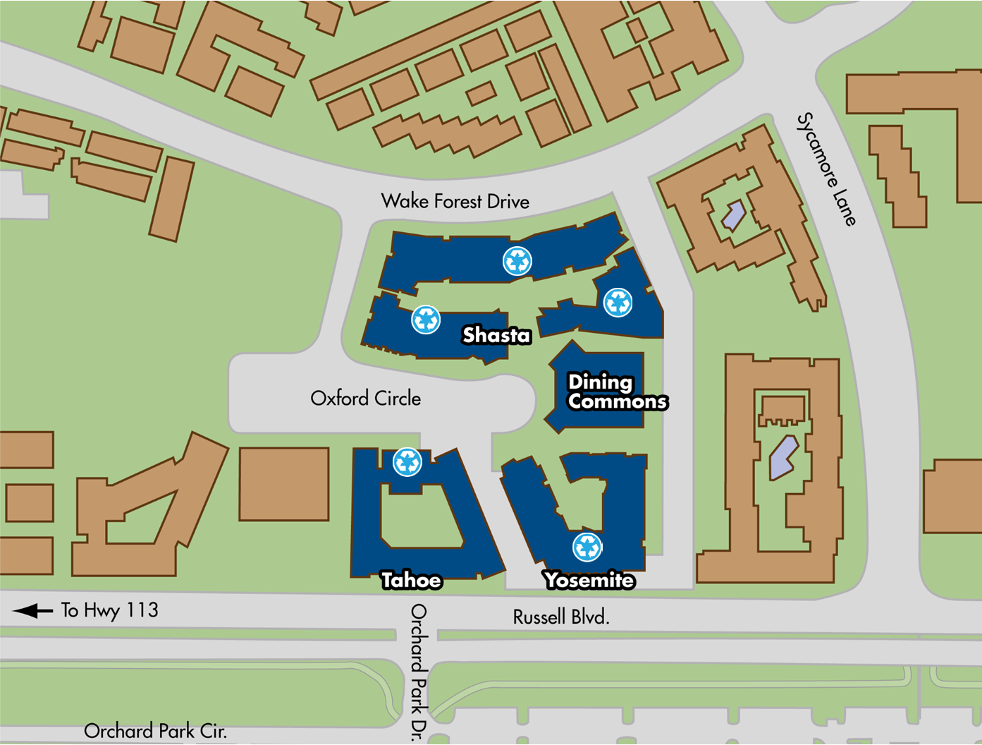 Map: Donation locations are available in Alder, Thompson, Miller, Bixby, Gilmore, Malcolm, and Ryerson residence halls, and in Regan Main and Spruce at Primero Grove.