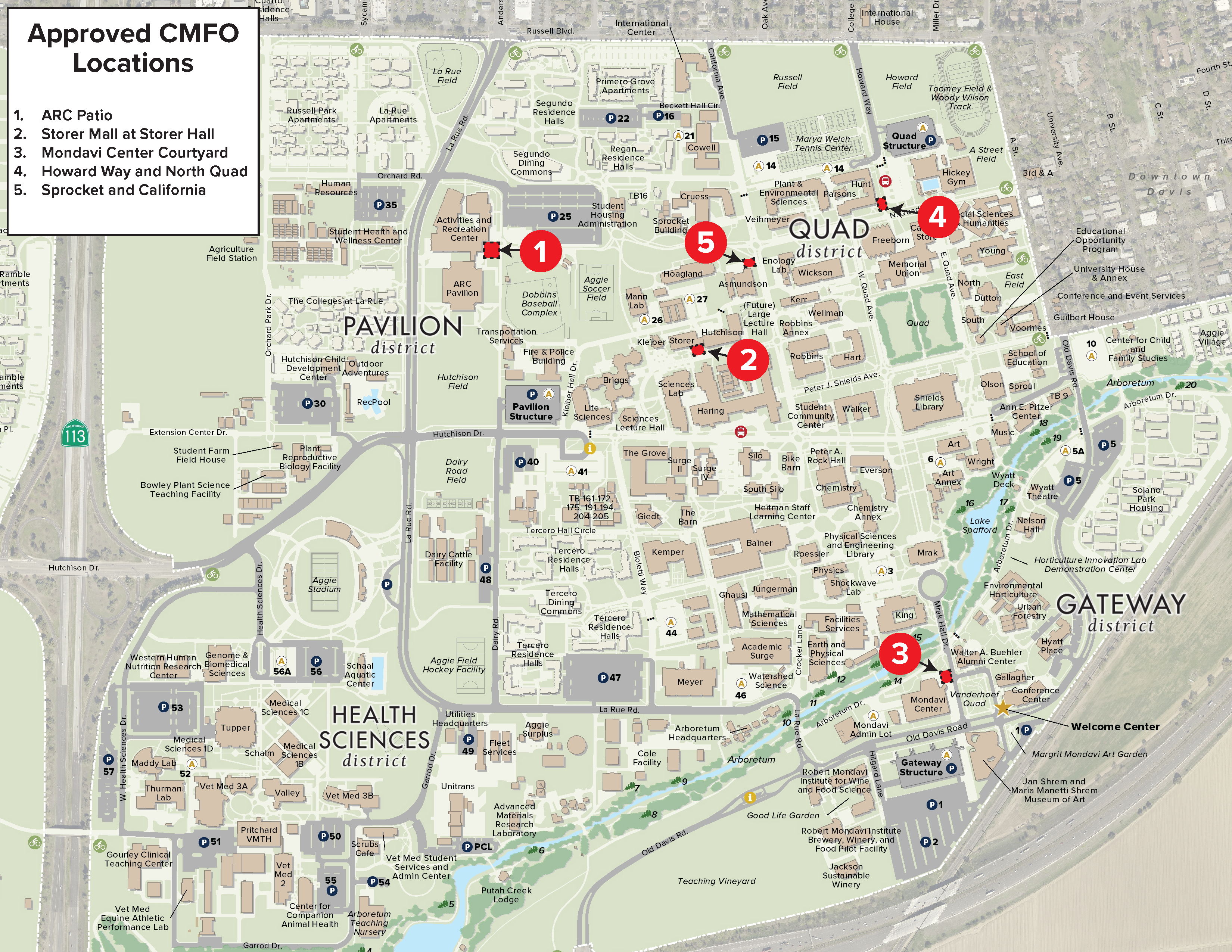 Map of approved Compact Food Cart Locations