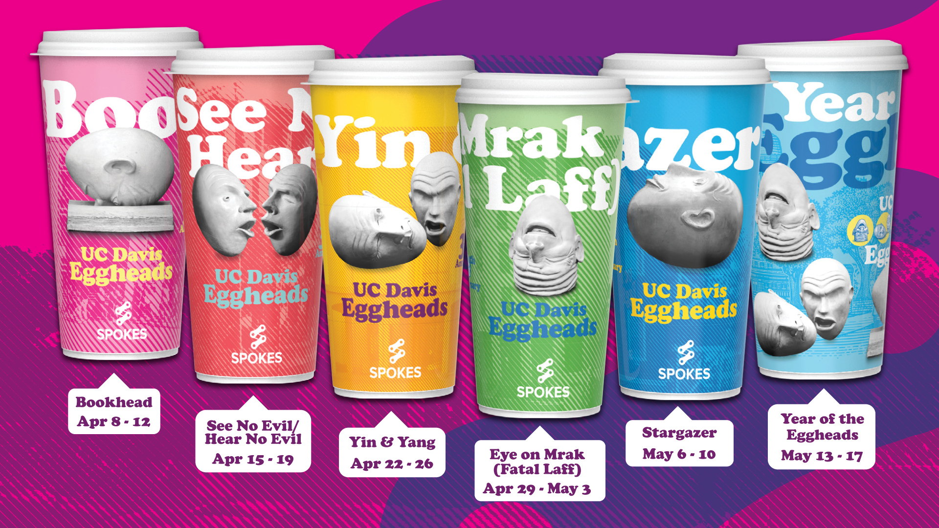 Collect all six Eggheads collectors cups while supplies last!