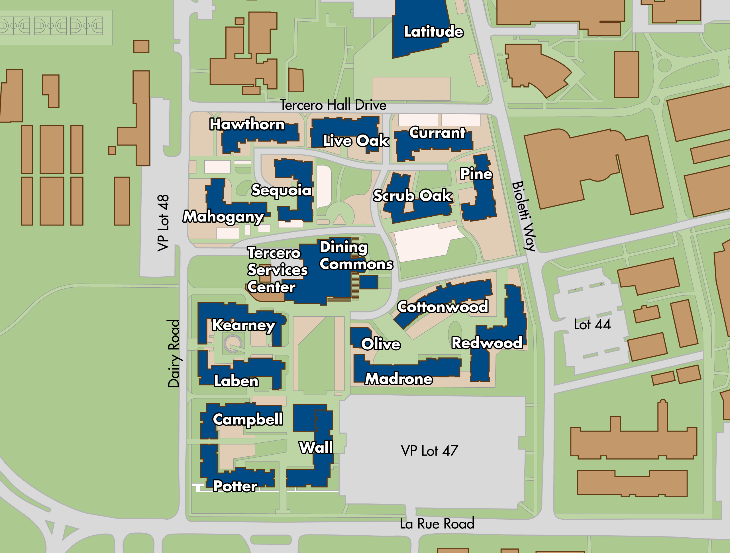 Uc Davis Campus Map Tercero Area Map | Uc Davis Student Housing And Dining Services