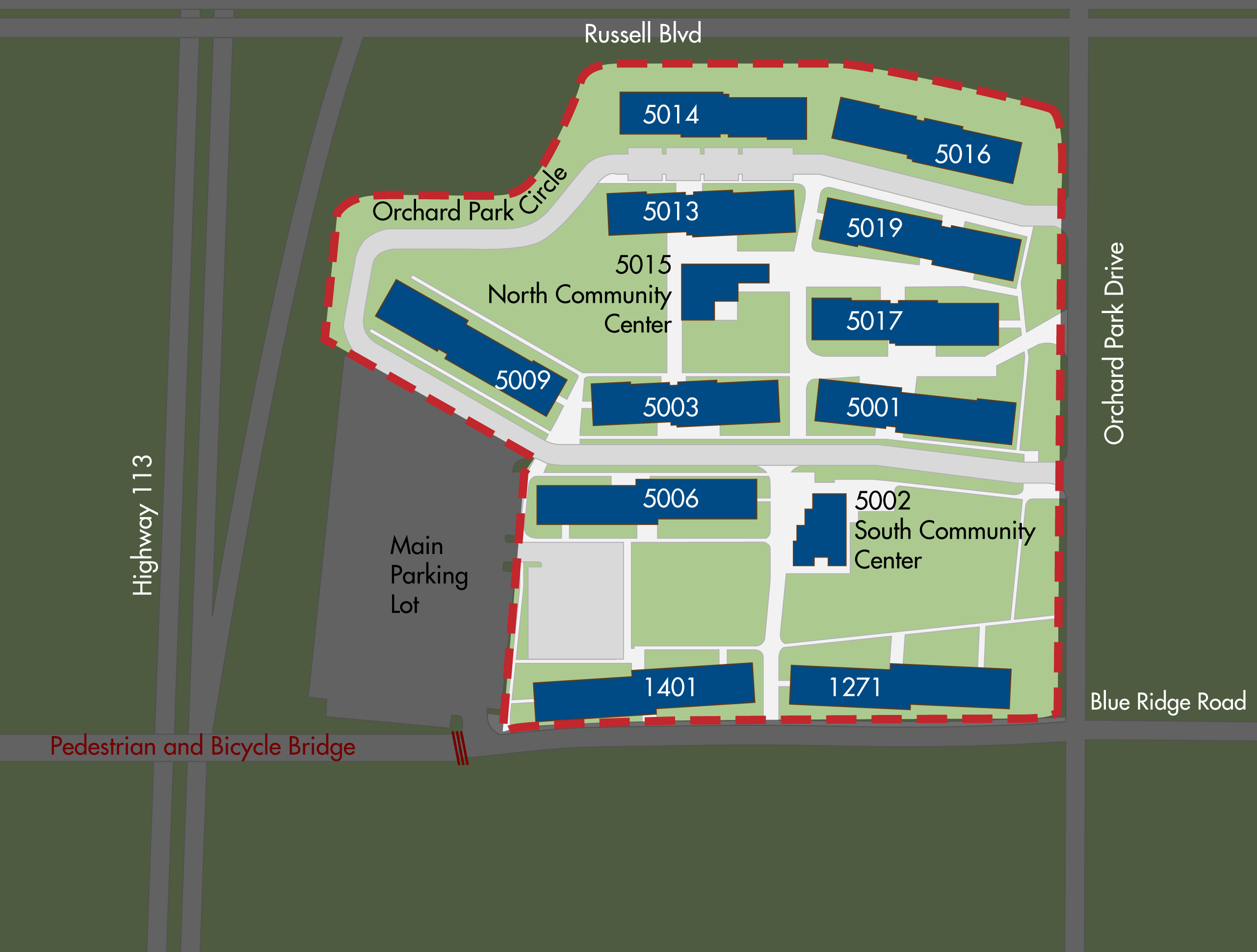 Map of the The Green apartments area