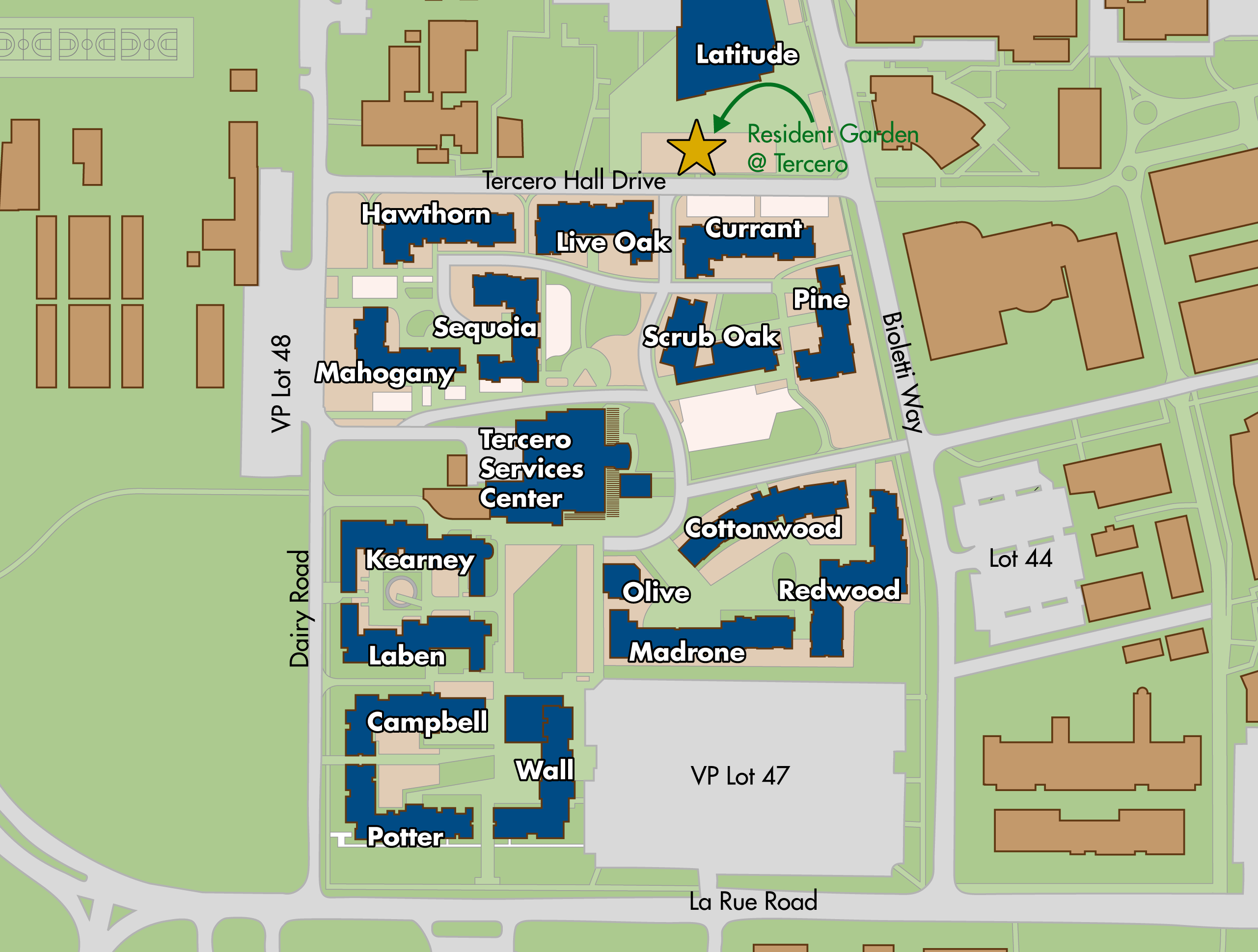 Map showing the location of the Resident Garden @ Tercero