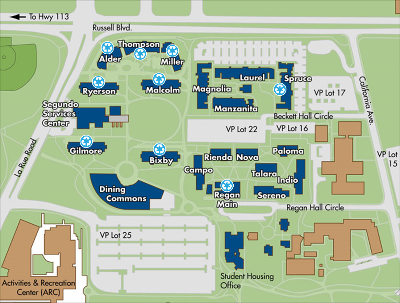 Spring Quarter Donation Locations in Segundo UC Davis Student Housing